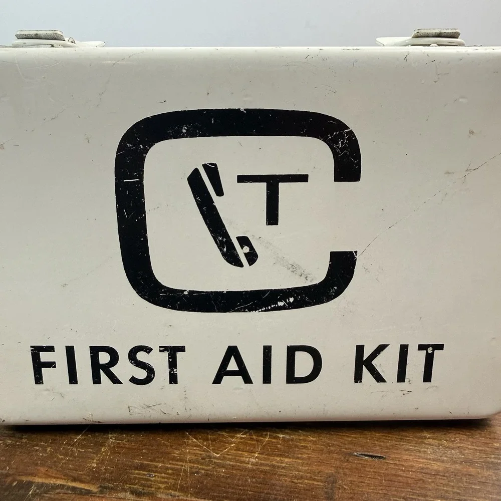 Vintage Contel Continental Telephone First Aid Kit Metal Box Rare Logo 1960s